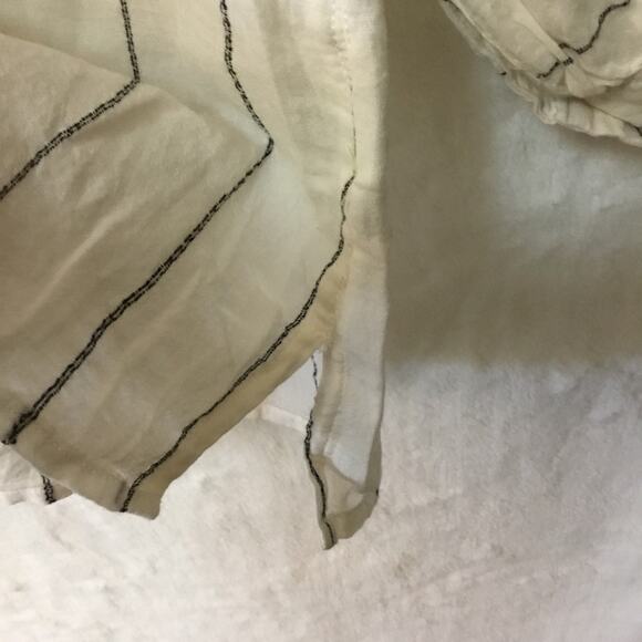 Joie White and Black Striped Peasant Tassel Top - Picture 9 of 15